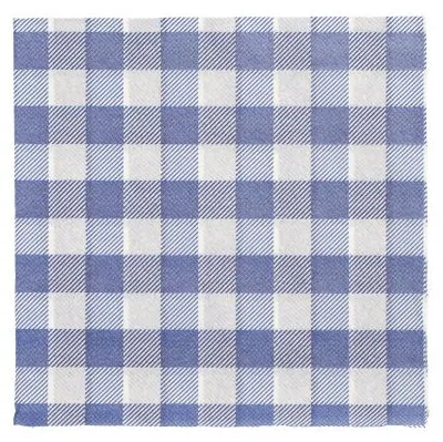 Produktbild von Servietten, 1-lagig 1/4-Falz 33 cm x 33 cm blau/weiss "Vichy Karo"
