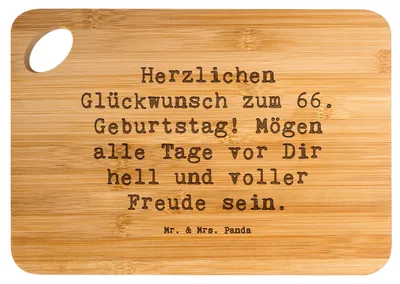 Produktbild von Mr. & Mrs. Panda Frühstücksbrettchen Spruch 66. Geburtstag Glückwünsche - Transparent - Geschenk, Zukunft, unvergessliches Erlebnis, feiern, vesperbrett, Hackbrett