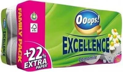 Obrázek produktu pro Toaletní papír "Excellence", heřmánek, 3-vrstvý, malé role, 16 rolí, OOOPS KTC30161715