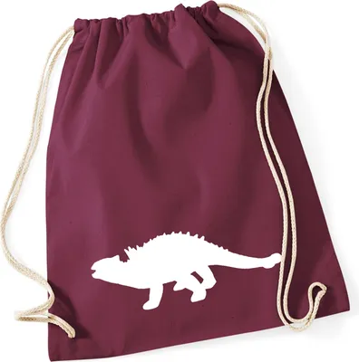 Produktbild von Huuraa Turnbeutel Ankylosaurus Dinosaurier 12 Liter Burgundy Baumwolle Rucksack Geschenkidee
