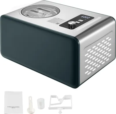 Produktbild von SucceBuy Automatische Eismaschine 1,5 L mit integriertem Kompressor (150 W), kein vorheriges Einfrieren erforderlich, Eiscremebereiter mit 3 Modi, elektrische Sorbetmaschine in Schwarz und Edelstahl