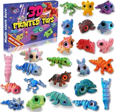 Produktbild von 3D-gedruckter Adventskalender mit Tierfiguren für 2026 – 24 Überraschungen – Weihnachtsgeschenk für Adventskalender