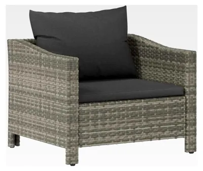 Produktbild von Gartensessel mit Kissen aus Poly Rattan in Grau