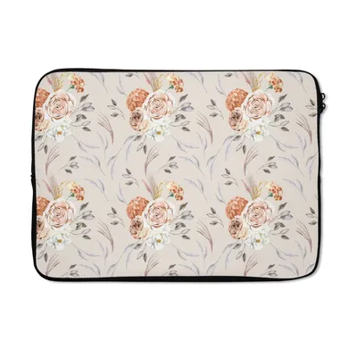 Produktbild von MuchoWow® Laptop Hülle 14 ZollRosen - Blätter - Muster Laptoptasche - Laptoptasche - Stoßsicher - Schutzhaube