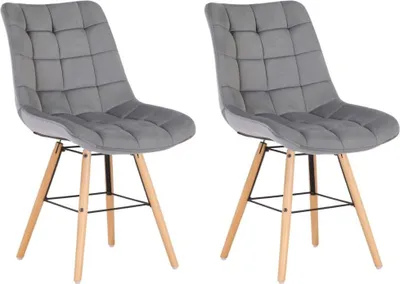Productafbeelding van Set van twee eetkamerstoelen – keukenstoelen – met fluwele bekleding voor optimaal comfort