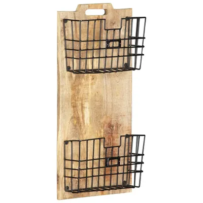 Produktbild von Wand-Zeitungsständer 33×10×67 cm Raues Massivholz Mango