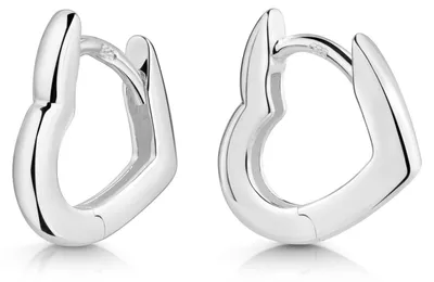 Produktbild von Kleine Herz Creolen 925 Silber - Klappcreolen 12mm Ohrringe für Damen Kinder rhodiniert SO-370