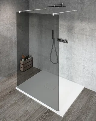 Immagine prodotto di Pannello in vetro per cabina doccia Gelco VARIO WHITE, autoportante, vetro grigio, 900 mm