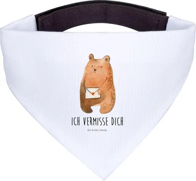Produktbild von Mr. & Mrs. Panda Hund Halstuch Bär Liebesbrief - Weiß - Geschenk, Hunde, Vermissen, Tuch, Hunde-Halstuch, Freundin, Teddy, Freund, Hundehalstuch, Für, Partner