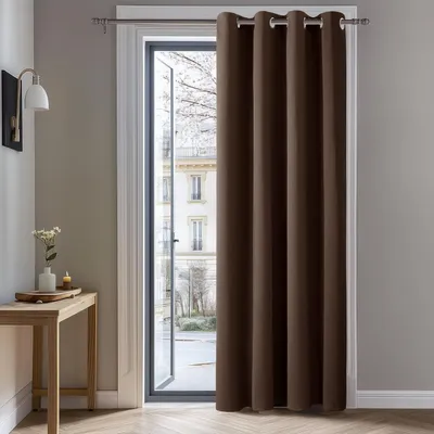 Zdjęcie produktu dla Termoizolacyjna zasłona zaciemniająca z oczkami, 132 x 213 cm, kolor brązowy, 1 sztuka