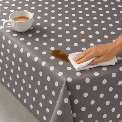 Produktbild von Wachstuch weiße Kreise abwischbar 160 cm rund