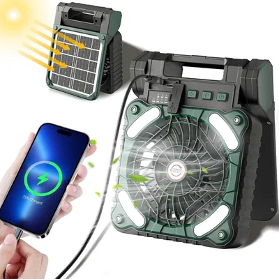 Produktbild von Solar Ventilator, Solarpanel Ventilator, Solarpanel Lüfter, Solar Tischventilator, Camping Ventilator, mit LED-Leuchten, für Outdoor Reisen Zuhause