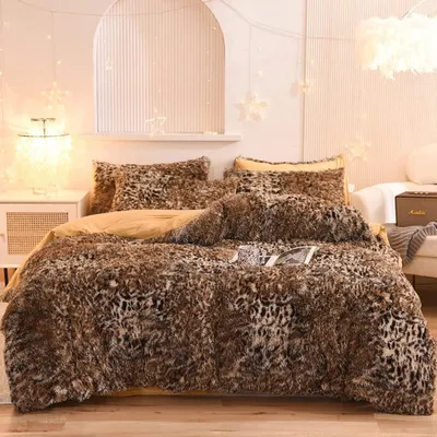 Immagine prodotto di Omgoods - Set di copripiumino con motivo leopardato e microfibra morbida