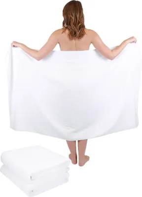 Produktbild von Betz 3-tlg. Set XXL Badetuch 100 x 160 cm DRESDEN Badetücher Saunatuch 100% Baumwolle  Farbe weiss