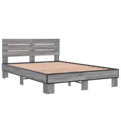 Produktbild von Bettgestell Grau Sonoma 120x200 cm Holzwerkstoff und Metall