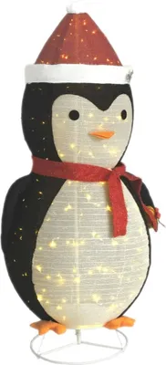 Zdjęcie produktu dla vidaXL Dekoracja świąteczna figurka pingwina LED z luksusowej tkaniny 180 cm