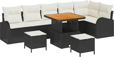 Immagine prodotto di Set da giardino composto da 9 pezzi, colore nero, in rattan sintetico
