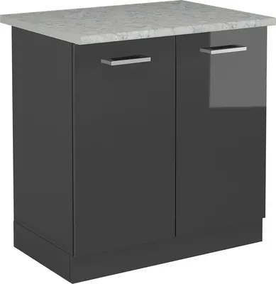 Produktbild von Spülenunterschrank Vicco R-Line Anthrazit Hochglanz 80 cm AP Marmor, Model 53663
