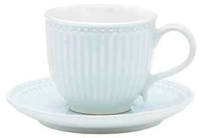 Produktbild von Greengate Alice Tasse mit Untertasse pale blue 8,5 cm