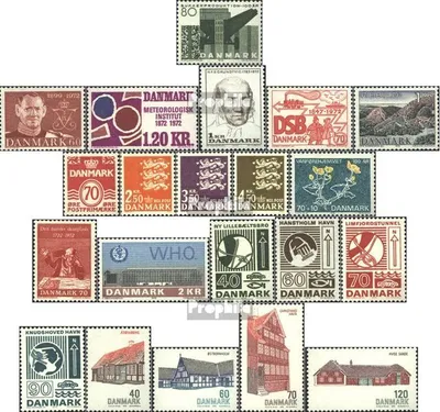 Produktbild von Briefmarken Dänemark 1972 Mi 519-539 (kompl.Ausg.) Jahrgang 1972 komplett postfrisch Zuckerherstellung