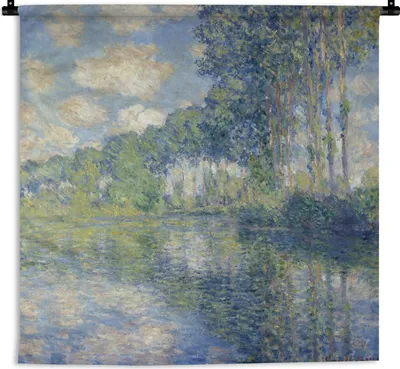 Produktbild von MuchoWow® Wandteppich Wandbehang Pappeln an der Epte - Gemälde von Claude Monet 60x60 cm Tapisserie Dekoration Wandtuch - Dekorationen - Wand Decke