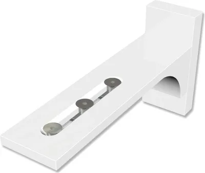 A white wall bracket with three adjustable screws.
