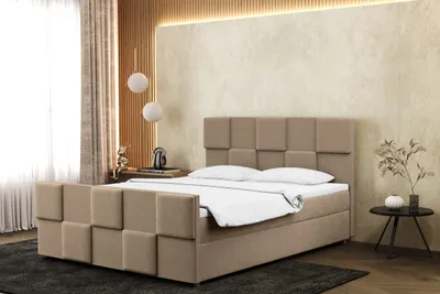 Zdjęcie produktu dla Łóżko skrzyniowe z nakładką na materac Zefir, wiele kolorów Beżowy 160x200 cm