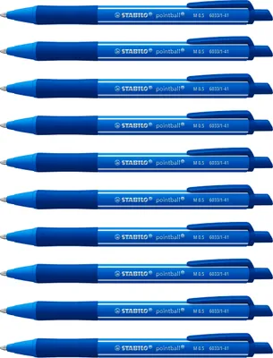 Image de Stylo à bille à pression STABILO - pointball colorful - lot de 10 - bleu outremer