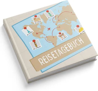 Produktbild von itenga Reisetagebuch "Weltkarte" Erinnerungsbuch 88 Seiten 21x21cm