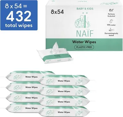 Produktbild von NAÏF Kunststofffreie Feuchttücher für Babys & Kinder 8 packs, Baby-Feuchttuch,  getestet