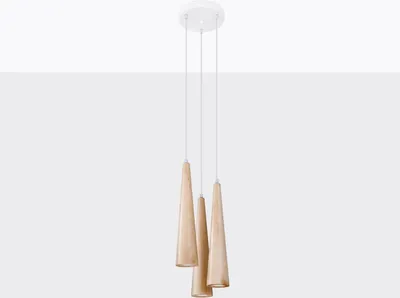 Productafbeelding van Industriële hanglamp met drie armaturen, naturel hout, SULA, 3xGU10, 10W, SL.1101, Sollux Lighting