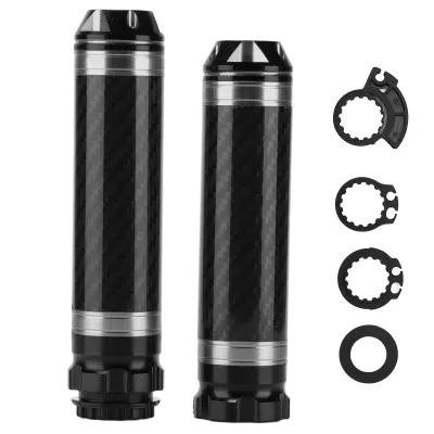 Image de 2 protections de poignées pour moto, aspect carbone, résistantes à la corrosion, étanches, universelles pour guidons de 7/8 de pouce (argent)