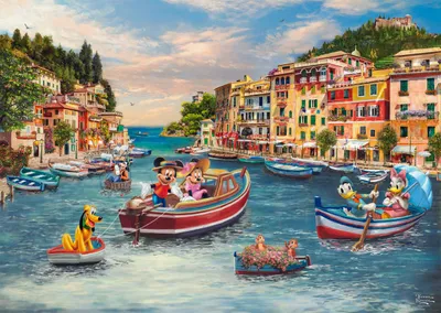 Productafbeelding van Thomas Kinkade Studios: Disney - Mickey en Minnie in Italië (1000 stukjes)