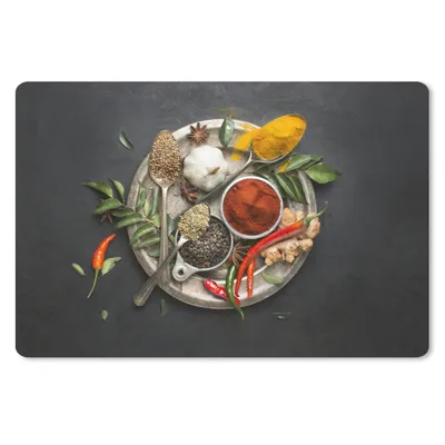 Produktbild von MuchoWow® Mauspad Mousepad Gewürze - Teller - Pfeffer - Schwarz - Löffel - Silber 27x18 cm - Mousepads - Maus Mat - Pad - Mausunterlage - Büroartikel - Desk Matten