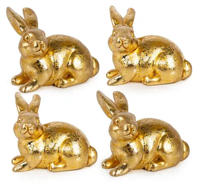 Produktbild von Logbuch-Verlag 4 kleine goldene Osterhasen Ostern Deko Mini Geschenk für Kunden, Kollegen & Mitarbeiter Osterdekoration 5 cm