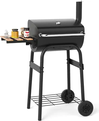 Produktbild von Holzkohlegrill mit klappbarem Seitentisch und Thermostat