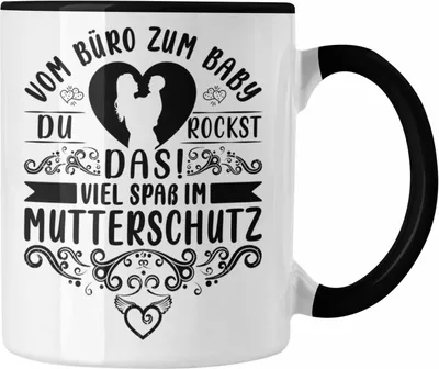Produktbild von Trendation - Mutterschutz Tasse Geschenk Abschied Mutterschutz Kaffeetasse Kollegin Wird Mama Vom Büro Zum Baby (Schwarz)