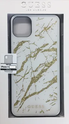 Produktbild von Guess Hardcase Glitter Marble Glass f. Phone 11 Pro Max weiß gold