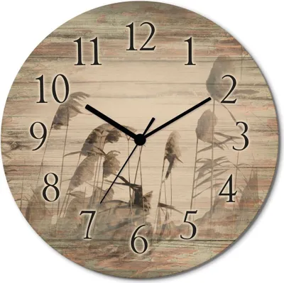 Produktbild von ARTland Holz Wanduhr Quarzuhr - schwarzer Zeiger Gräser Größe: 30x30 cm