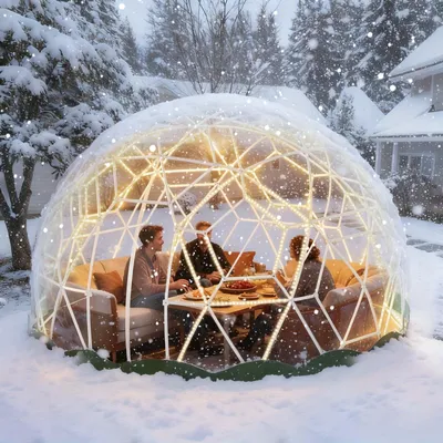 Imagen del producto de Tienda tipo cúpula - Tienda iglú - Tienda tipo cúpula - Invernadero - Tienda para eventos - Diámetro de 4,6 metros