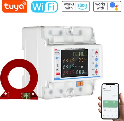 Obrázek produktu pro Tuya WiFi Inteligentní jistič, automatická ochrana proti opětovnému zapnutí, 3P4W měřič proudu, třífázový, více ochranných funkcí, plán, měření proudu