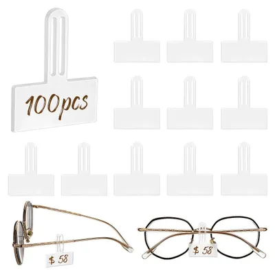 Imagen del producto de TRANKIELO® - 100 etiquetas transparentes para monturas de gafas – Plástico duradero – Fácil de usar – Amplia aplicación