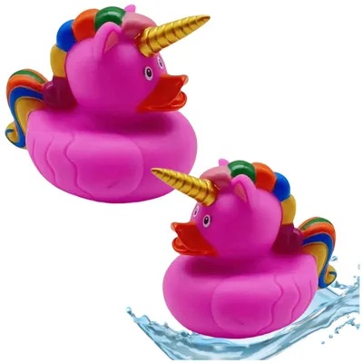 Immagine prodotto di Leantoys Anatra Unicorno Giocattolo da bagno Criniera arcobaleno Coda Rosa