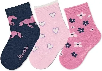 Produktbild von Sterntaler Söckchen 3er-Pack Motive: Pferde, Blumen, Herzen 17/18