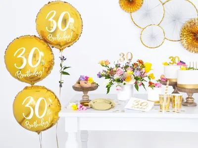 Produktbild von Folienballon mit Schrift 30th Birthday 45cm gold