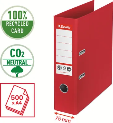 Productafbeelding van Esselte hefboommechanisme voor documenten, model No.1, gemaakt van gerecycled karton, 7,5 cm, rood
