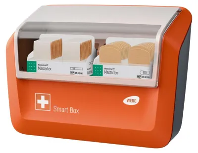 Produktbild von WERO Smart Box® Pflasterspender gefüllt mit MasterTex Pflaster