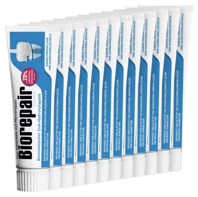 Produktbild von Biorepair Karies-Prophylaxe 12x75 ml – Zahnschmelzschutz Zahnpasta, KI-generiertes Bild