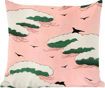 Produktbild von MuchoWow® Zierkissen Sofakissen Wohnzimmer Dekokissen 45x45 cm Japanisch - Vogel - Wolke - Vintage - Schlafpolster - Polster für das Sofa