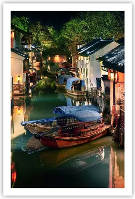 Produktbild von Poster - Poster ohne Rahmen - Chinesisch Stadt Nacht - 61x91,5 cm - Wand Bild - Wanddeko - Wandbilder - Kunstposter - Wandposter - Bilder - Kunstdruck - Wanddekoration - Wandbild - P2XPA61x91-4657